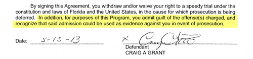 Craig Grant's admission of guilt